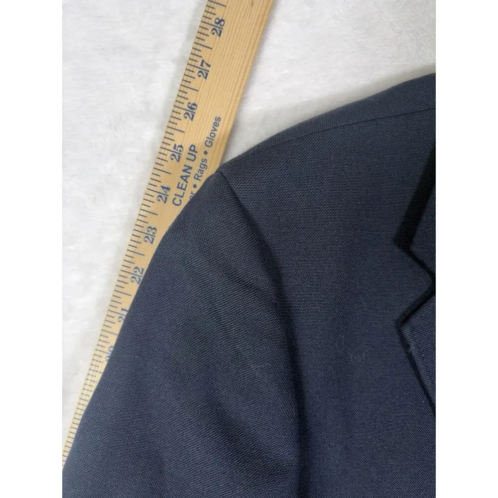 Stafford 2 Men’s Navy Blue Wool Blend Blazer Gold Tone Buttons 40R Classic